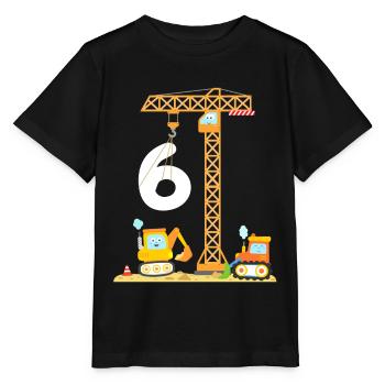 Crane construction site children 6 years boys birthday - Stanley/Stella MINI CREATOR Kids’ T-Shirt - black - Front - Mikhail (115cm)