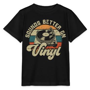vinyl vinyl music turntable retro - Stanley/Stella MINI CREATOR Kids’ T-Shirt - black - Front - Mikhail (115cm)