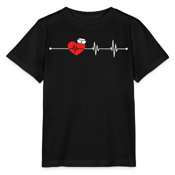 EKG Heartbeat Love Cardiogram Hollow ECG Heart - Stanley/Stella MINI CREATOR Kids’ T-Shirt - black - Front - Mikhail (115cm)