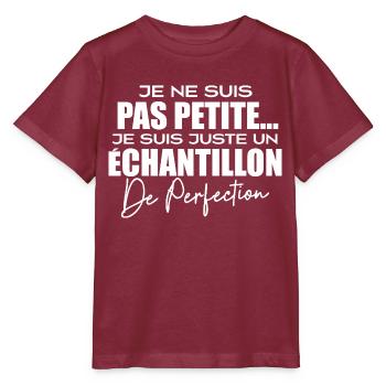 Femme humour, perfection, cadeau fête des mères - T-shirt bio MINI CREATOR Stanley/Stella Enfant - bordeaux - Devant - Kain (125cm)