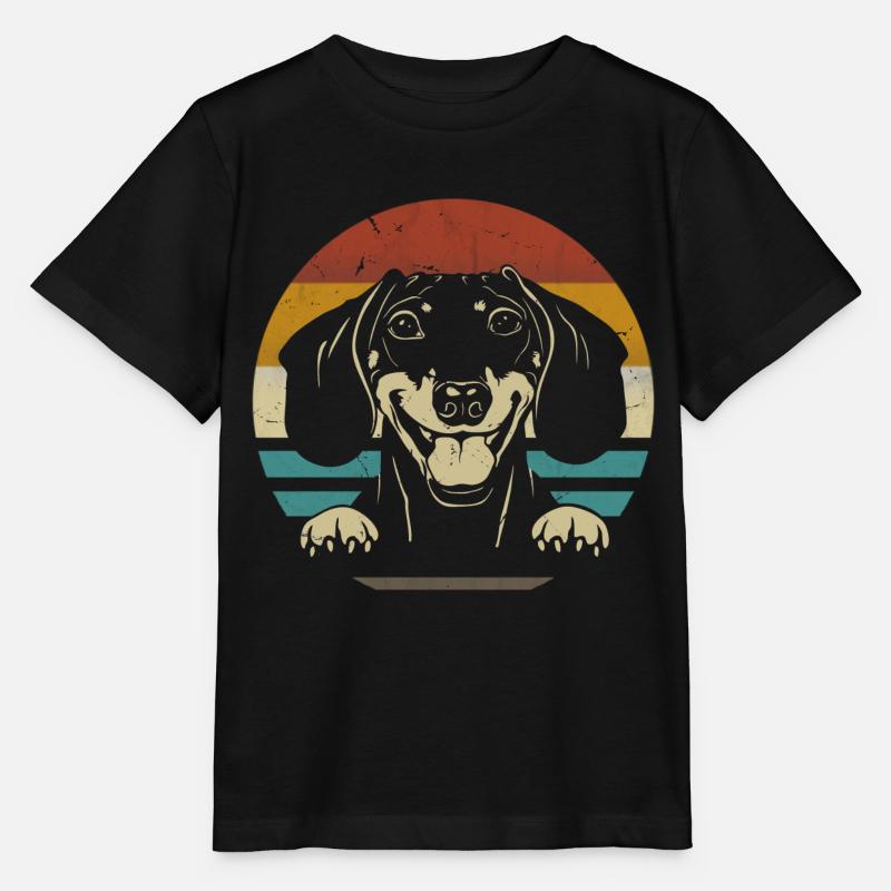 Teckel Race Teckel Teckel drôle rétro - T-shirt bio MINI CREATOR Stanley/Stella Enfant - noir