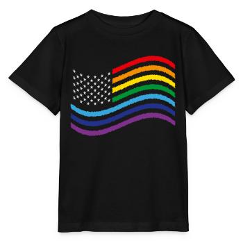 USA Rainbow Flag - Stanley/Stella MINI CREATOR Kids’ T-Shirt - black - Front - Mikhail (115cm)