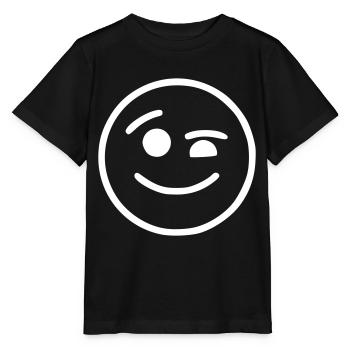 Emoji Skizze zwinkern weiß - Stanley/Stella Kinder T-Shirt MINI CREATOR  - Schwarz - Vorne - Mikhail (115cm)