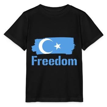 Freiheit für Uiguren Flagge mit Text - Stanley/Stella Kinder T-Shirt MINI CREATOR  - Schwarz - Vorne - Mikhail (115cm)