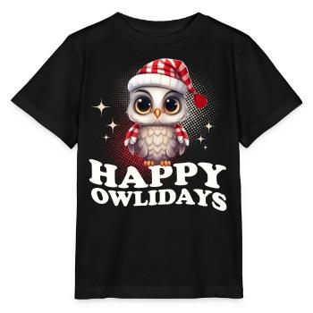 Happy Owlidays Hiboux de Noël - T-shirt bio MINI CREATOR Stanley/Stella Enfant - noir - Devant - Mikhail (115cm)