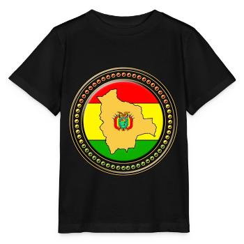 Bolivien Flagge Landkarte - Stanley/Stella Kinder T-Shirt MINI CREATOR  - Schwarz - Vorne - Mikhail (115cm)
