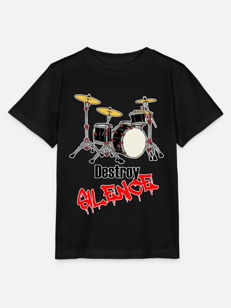 Drummer - Schlagzeug - Destroy Silence - Stanley/Stella Kinder T-Shirt MINI CREATOR - Schwarz