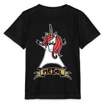 Metal Unicorn - Unicorn - Metal - Music - Stanley/Stella MINI CREATOR Kids’ T-Shirt - black - Front - Mikhail (115cm)