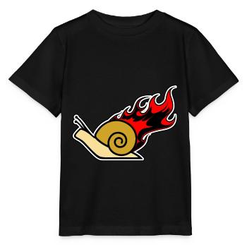 Schnecke - Snail - on Fire - Stanley/Stella Kinder T-Shirt MINI CREATOR  - Schwarz - Vorne - Mikhail (115cm)