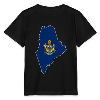 Maine Flagge Landkarte - Stanley/Stella Kinder T-Shirt MINI CREATOR  - Schwarz - Vorne - Mikhail (115cm)