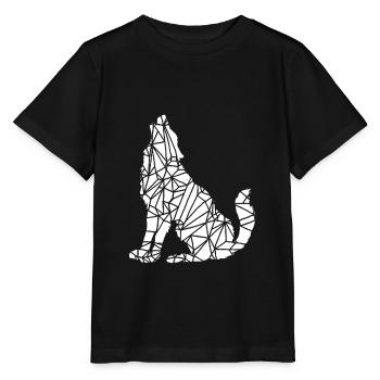 Geometrischer Wolf - Stanley/Stella Kinder T-Shirt MINI CREATOR  - Schwarz - Vorne - Mikhail (115cm)