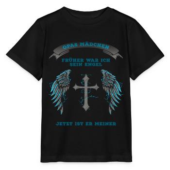 Opas Mädchen ich war einmal sein Engel - Stanley/Stella Kinder T-Shirt MINI CREATOR  - Schwarz - Vorne - Mikhail (115cm)