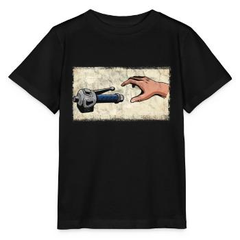 Michelangelo Hände Motorrad für Motorradfahrer - Stanley/Stella Kinder T-Shirt MINI CREATOR  - Schwarz - Vorne - Mikhail (115cm)
