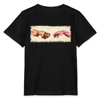 Michelangelo Hände Pferd Pferdehuf Reiten Reiter - Stanley/Stella Kinder T-Shirt MINI CREATOR  - Schwarz - Vorne - Mikhail (115cm)