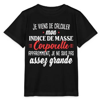 Petite femme. Cadeau humour surpoids obésité - T-shirt bio MINI CREATOR Stanley/Stella Enfant - noir - Devant - Mikhail (115cm)