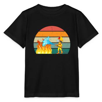 Feuerwehrmann Feuerwehr Feuer löschen Rettung - Stanley/Stella Kinder T-Shirt MINI CREATOR  - Schwarz - Vorne - Mikhail (115cm)