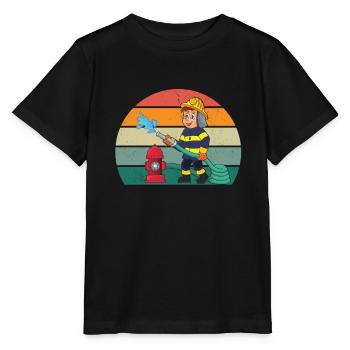 Feuerwehrmann Feuerwehr Feuer löschen Rettung - Stanley/Stella Kinder T-Shirt MINI CREATOR  - Schwarz - Vorne - Mikhail (115cm)