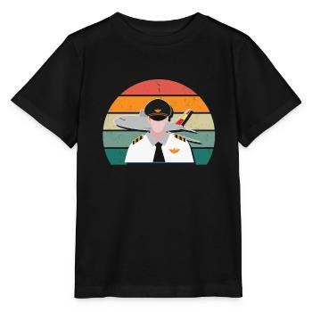 Flugzeuge Flieger Fliegen Pilot Pilotin Flughafen - Stanley/Stella Kinder T-Shirt MINI CREATOR  - Schwarz - Vorne - Mikhail (115cm)