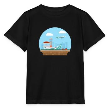 Flugzeuge Flieger Fliegen Pilot Pilotin Flughafen - Stanley/Stella Kinder T-Shirt MINI CREATOR  - Schwarz - Vorne - Mikhail (115cm)