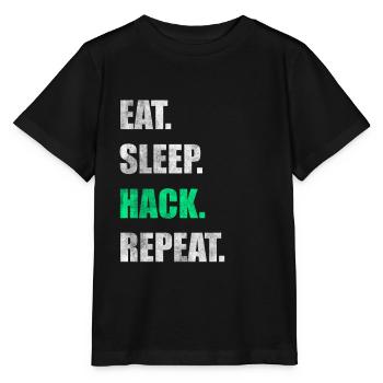 Eat Sleep Hack Repeat Hacker Hacken - Stanley/Stella Kinder T-Shirt MINI CREATOR  - Schwarz - Vorne - Mikhail (115cm)