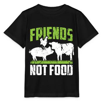 Friends Not Food Vegan Spruch Tierschutz Freunde - Stanley/Stella Kinder T-Shirt MINI CREATOR  - Schwarz - Vorne - Mikhail (115cm)