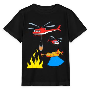 Hélicoptère pompier pompier - T-shirt bio MINI CREATOR Stanley/Stella Enfant - noir - Devant - Mikhail (115cm)