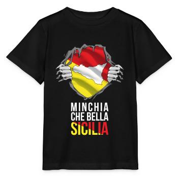 Trinacria Maglietta MINCHIA CHE BELLA Sicilia - Stanley/Stella Kinder T-Shirt MINI CREATOR  - Schwarz - Vorne - Mikhail (115cm)