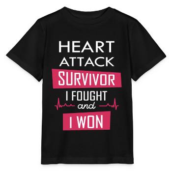 Heart attack survivor, I fought and I won - Stanley/Stella MINI CREATOR Kids’ T-Shirt - black - Front - Mikhail (115cm)