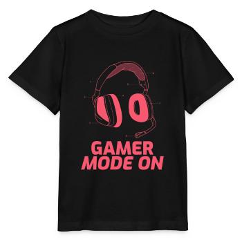 gamer mode on gamecke modus headset teams nerds geek - Stanley/Stella MINI CREATOR Kids’ T-Shirt - black - Front - Mikhail (115cm)