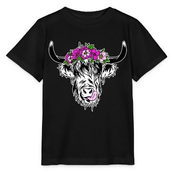 Scottish Highlands Highland Cattle Highland Cow - Stanley/Stella MINI CREATOR Kids’ T-Shirt - black - Front - Mikhail (115cm)