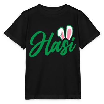 Hasi - süße Häschenohren | Farben änderbar - Stanley/Stella Kinder T-Shirt MINI CREATOR  - Schwarz - Vorne - Mikhail (115cm)