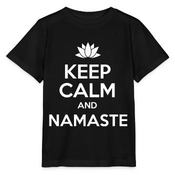 Keep Calm And Namaste - Funny Buddha Mindfulness - Stanley/Stella Kinder T-Shirt MINI CREATOR  - Schwarz - Vorne - Mikhail (115cm)