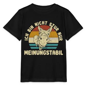 Ich bin nicht stur - nur meinungsstabil Esel - Stanley/Stella Kinder T-Shirt MINI CREATOR  - Schwarz - Vorne - Mikhail (115cm)