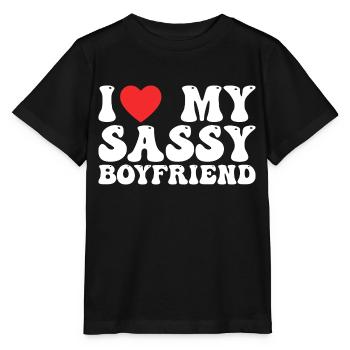 I love my sassy boyfriend - Stanley/Stella MINI CREATOR Kids’ T-Shirt - black - Front - Mikhail (115cm)