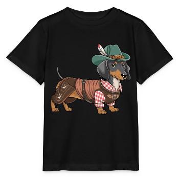 Teckel bavarois Chemise rouge blanche Costume traditionnel Bavière - T-shirt bio MINI CREATOR Stanley/Stella Enfant - noir - Devant - Mikhail (115cm)