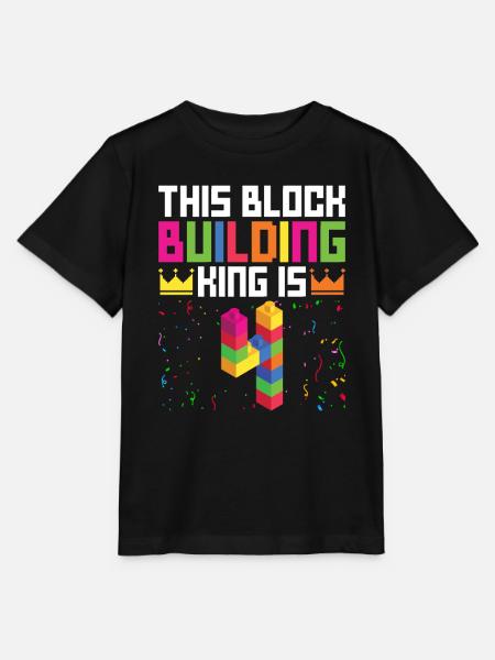 Blockgebäude Geburtstagsdesign Für 4 Jahre Junge - Stanley/Stella Kinder T-Shirt MINI CREATOR - Schwarz