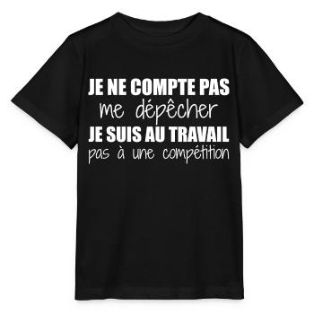 Je suis au travail pas à une compétition humour - T-shirt bio MINI CREATOR Stanley/Stella Enfant - noir - Devant - Mikhail (115cm)