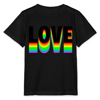 Love Text Rainbow - Stanley/Stella MINI CREATOR Kids’ T-Shirt - black - Front - Mikhail (115cm)