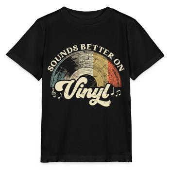 vinyl vinyl music turntable retro - Stanley/Stella MINI CREATOR Kids’ T-Shirt - black - Front - Mikhail (115cm)