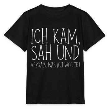 Ich kam, sah und vergaß was ich wollte. - Stanley/Stella Kinder T-Shirt MINI CREATOR  - Schwarz - Vorne - Mikhail (115cm)