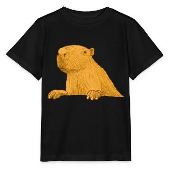 Capybara - Stanley/Stella Kinder T-Shirt MINI CREATOR  - Schwarz - Vorne - Mikhail (115cm)