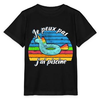 Je peux pas j'ai piscine - T-shirt bio MINI CREATOR Stanley/Stella Enfant - noir - Devant - Mikhail (115cm)