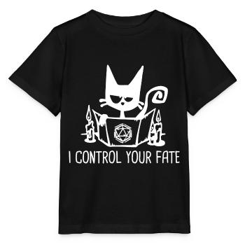 I CONTROL YOUR FATE Funny Role Playing Cat RPG - Stanley/Stella MINI CREATOR Kids’ T-Shirt - black - Front - Mikhail (115cm)