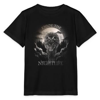 Profitez de la vie nocturne I Wolf Moon - T-shirt bio MINI CREATOR Stanley/Stella Enfant - noir - Devant - Mikhail (115cm)