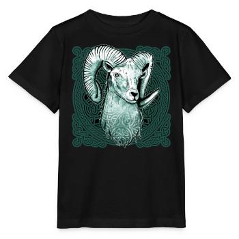 Bélier Modèle de nœud celtique - T-shirt bio MINI CREATOR Stanley/Stella Enfant - noir - Devant - Mikhail (115cm)