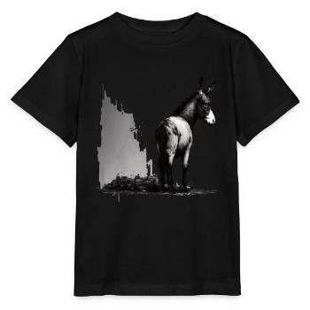 Esel Kunstvoller Schablonendruck - Stanley/Stella Kinder T-Shirt MINI CREATOR  - Schwarz - Vorne - Mikhail (115cm)