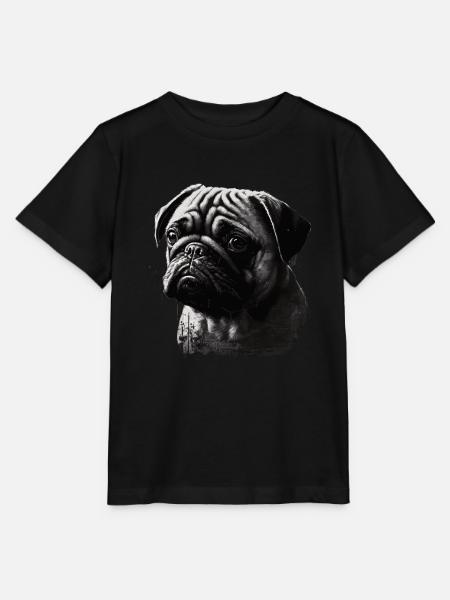 Mops-schablonen-design Weiß Und Schwarz - Stanley/Stella Kinder T-Shirt MINI CREATOR - Schwarz