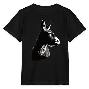 Esel Kunstvoller Schablonendruck - Stanley/Stella Kinder T-Shirt MINI CREATOR  - Schwarz - Vorne - Mikhail (115cm)
