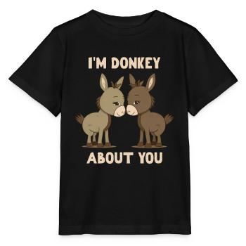I'm Donkey About You Valeintine's Day - Stanley/Stella MINI CREATOR Kids’ T-Shirt - black - Front - Mikhail (115cm)