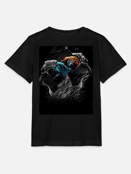 Mops Portrait - Stanley/Stella Kinder T-Shirt MINI CREATOR - Schwarz